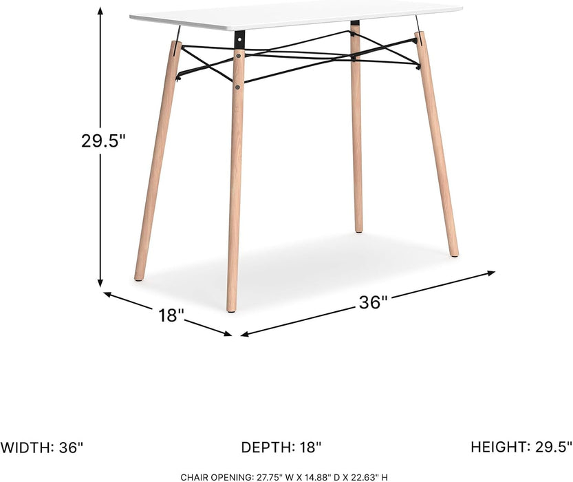 Signature Design by Ashley Jaspeni Industrial Home Office Desk, Painted White Top, Black Metal Framework, Wood, 36" W X 18" D X 29.75" H, White & Light Brown