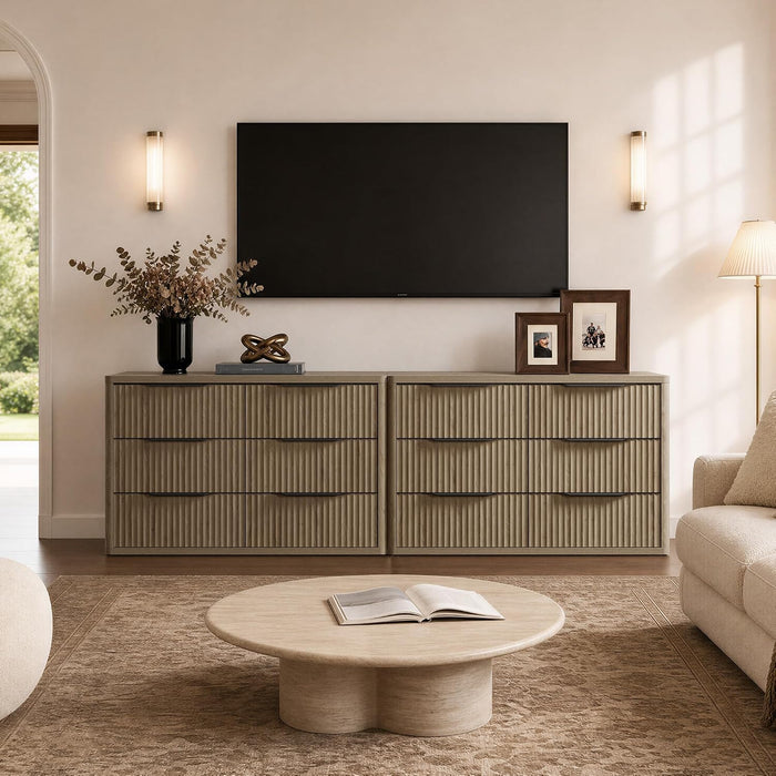 Bedroom Dresser with 6 Deep Wide Large Fluted Drawers for Closet