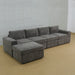 132" Oversized Sectional Sofa, 4 Seater Couch with Ottoman for Living Room, Microfiber, Gray