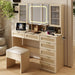 Vanity Table With Electroluminescent LED Mirror Natural