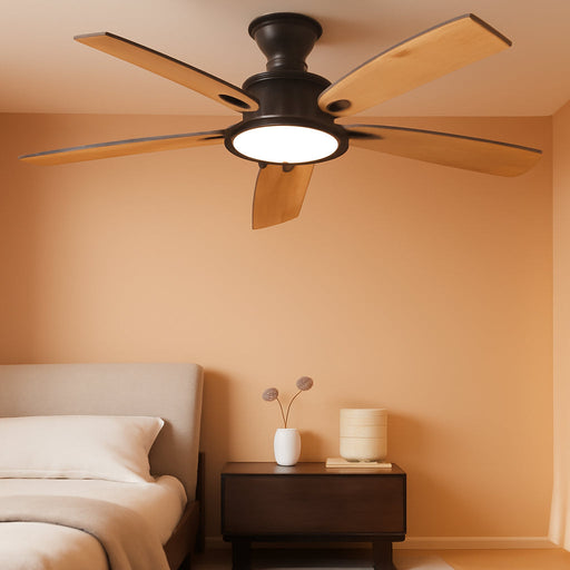 52 Inch Matte Black Ceiling Fan With Dimmable Lighting