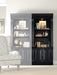 Traditional 3 Shelf Bookcase with One Canister Light Controlled in Black with Reddish Brown Rub Though