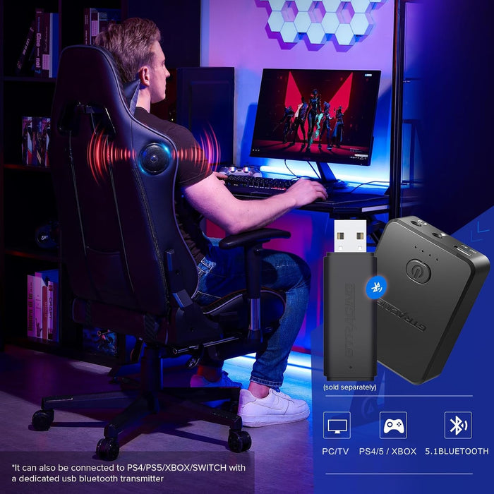 Gaming Chair with Footrest Speakers Video Game Chair Bluetooth Music Heavy Duty Ergonomic Computer Office Desk Chair (Black)