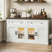 63'' Sideboard Buffet Cabinet with Power Outlet, Antique White