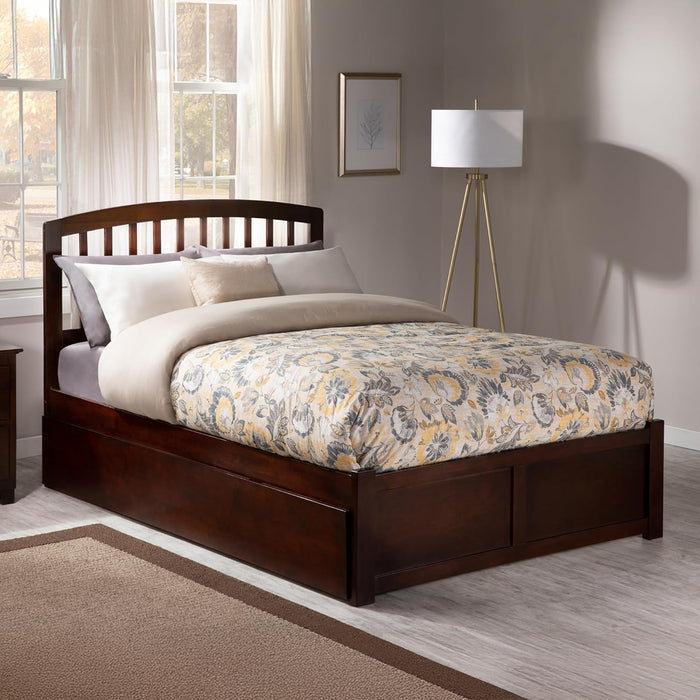 , Richmond Full Platform Bed with Footboard & Full Trundle, Walnut