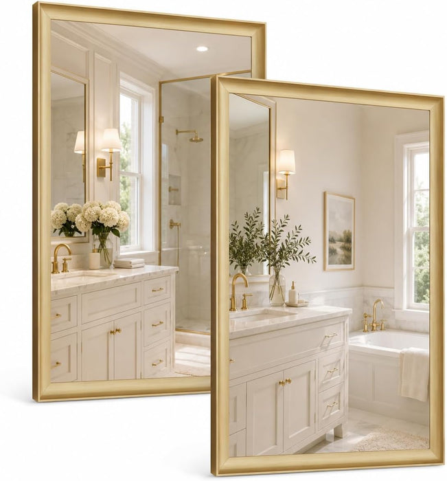 2 Pack Brushed Gold Bathroom Mirrors for over Sink, 24X36 Inch