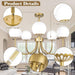 Gold Sputnik Chandelier Pendant Light Frosted Glass