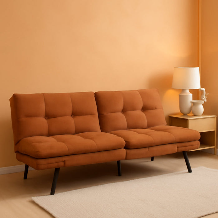 Brown Transformable Loveseat With Memory Foam Sleeper