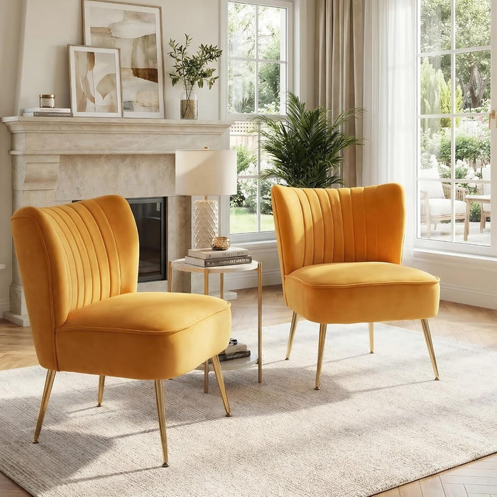 Yellow Wingback Slipper Armchair UltraLux Deluxe Two