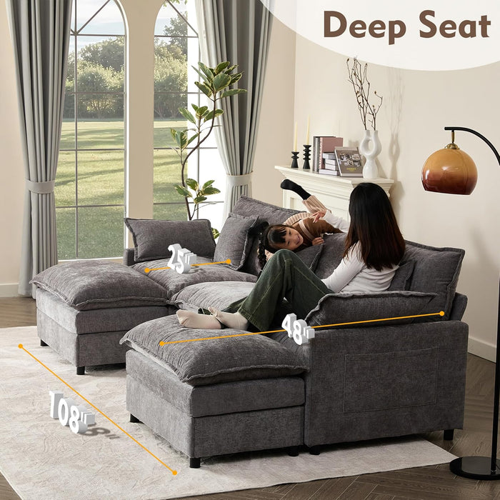 108 Inch U Shaped UltraModular Sofa SlateChenilleFabric