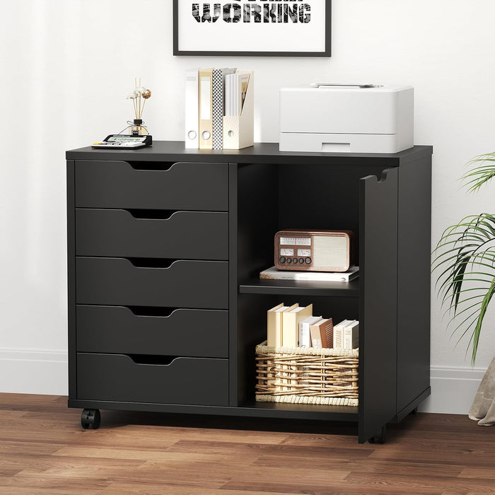 5-Drawer Rolling File Cabinet With Locking Casters