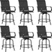 6 Piece Patio Swivel Bar Stools Texteline Chairs with High Back/Armrest/Footrest, All Weather Padded Seating Outdoor Furniture Height Outdoor Chairs for Outside, Lawn & Garden