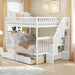 Full Over Full Bunk Bed GrayStairsWithDrawersStorageSystem