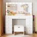 White Makeup Vanity With Illuminated Mirror Drawers