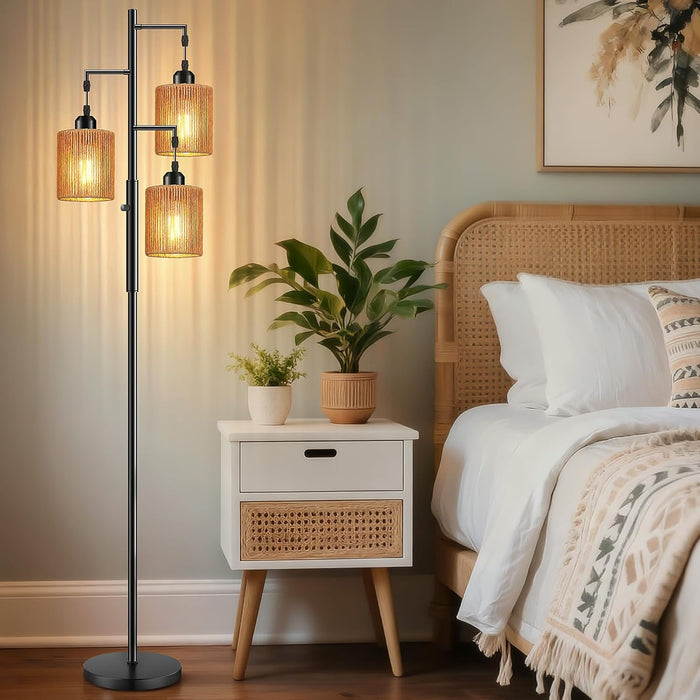 72 Inch Boho Floor Lamp HandwovenShade DimmableLighting