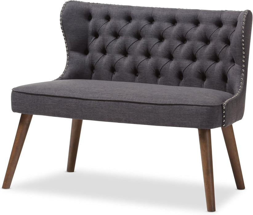 Dark Grey Button-Tufted Loveseat: Mid-Century Modern Style