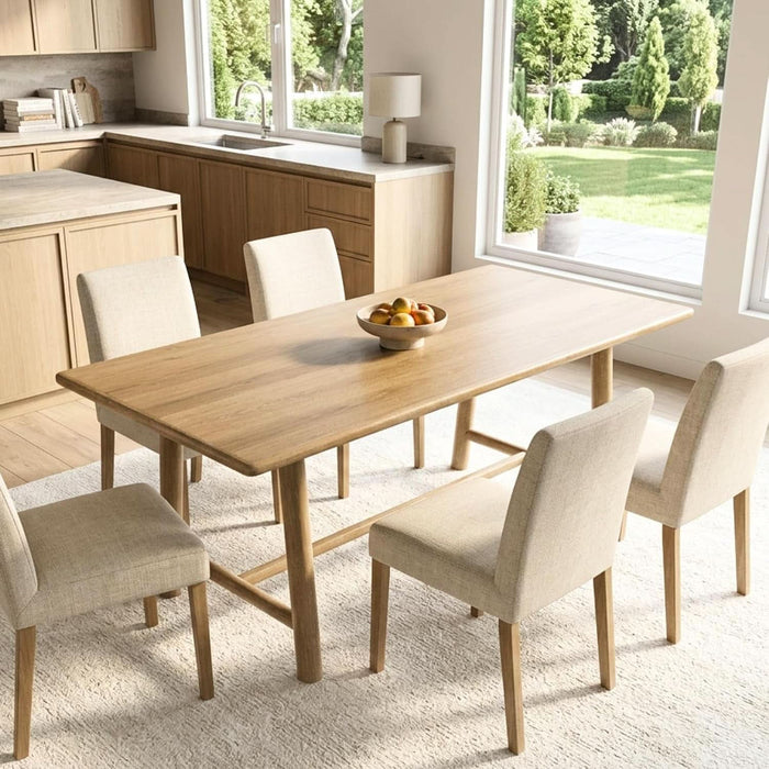 69" Dining Table for 4-6, Wood Kitchen Table with Solid Wood Legs, Modern Farmhouse Dining Furniture for Dining Room, Living Room & Home Office, Natural Finish