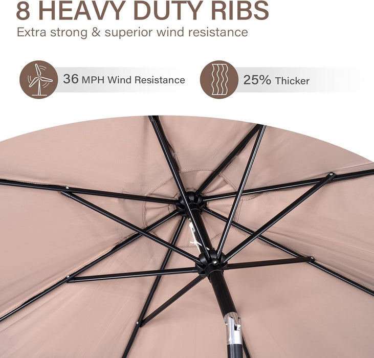 9 Ft. Patio Umbrella, Market Table Umbrella W/Tilt and Crank, 8 Ribs