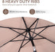 9 Ft. Patio Umbrella, Market Table Umbrella W/Tilt and Crank, 8 Ribs