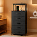 Black Five Drawer Dresser With Integrated Charging