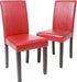 Urban Style Solid Wood Leatherette Padded Parson Chair, Red, Set of 2