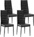 Modern Dining Room Accent Chairs Set of 4, Upholstered Leather Side Chair for Living Room, Space-Saving Kitchen Chair with Thick Cushions and Metal Legs, Black