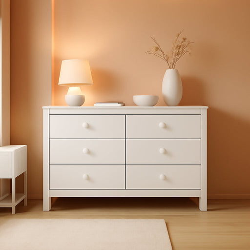 Noah 6 Drawer Double Dresser (White) - GREENGUARD Gold Certified, 6 Drawer Double Dresser for Kids Bedroom or Nursery, Bedroom Furniture Dresser, Universal Design for Nursery and Kids Bedroom