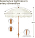 7Ft Fringe Beach Umbrella White with Sand Anchor, Outdoor Patio White Portable Beach Umbrella for Sand with Tassels, Push Button Tilt & Carrying Bag, UPF 50+