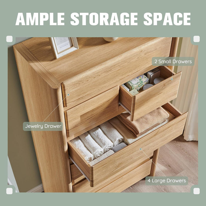 Modern 7 Drawers Dresser for Bedroom, 54.7" Tall Dresser-Natural