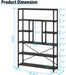 6 Tier Industrial Bookshelf for Bedroom Living Room Office, Dark Grey