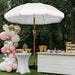 9Ft Patio Umbrella with Tassels, Fringe Portable Beach Umbrella, Umbrella Outdoor Patio with Crank Operating Mechanism, Tilting Aluminum Pole, Fiberglass Ribs for Garden, Pool, Cream