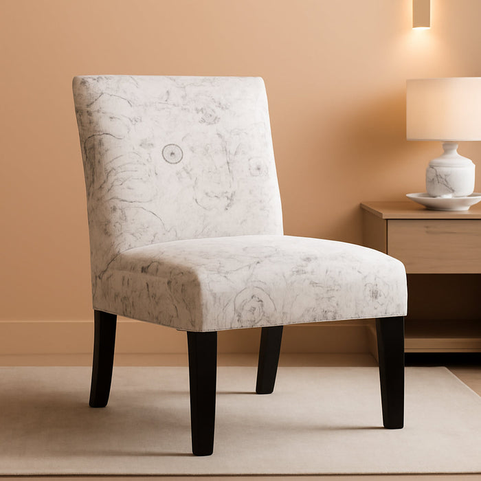 Botticelli Fabric Armless Contemporary Accent Chair, Script Print