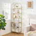 Goldtone StainlessSteel TemperedGlass SixTier Bookshelf