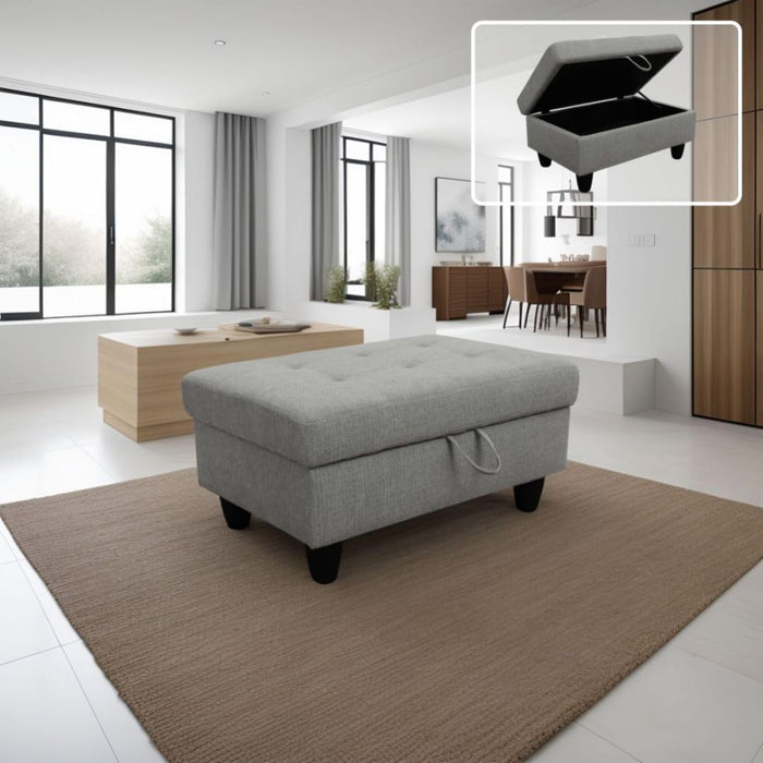 L-Shaped 3-Piece Flannel Sofa with Storage Ottoman Set, Sectional Couch Sofa Set for Living Room, Office, Small Space, Light Grey