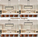 6 Light Black Chandeliers for Dining Room, Adjustable Height Linear Chandelier Kitchen Light Fixture, Modern Farmhouse Chandelier Rectangle Island Light for Kitchen Hanging Light Fixtures