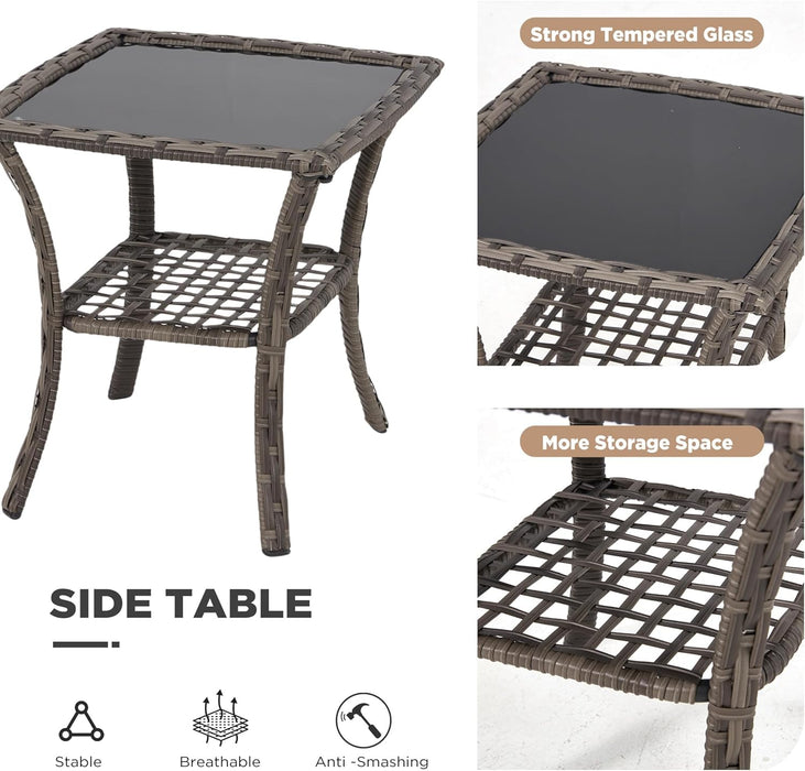 7 Piece Patio Furniture Set, Wicker Outdoor Conversation Set with Swivel Chairs, 2 Ottomans, Storage Coffee Table, Rattan Outdoor Sectional Sofa for Deck Backyard Porch （7 Seats, Gray）