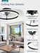 Ceiling Fans with Lights and Remote, 20'' Low Profile Ceiling Fan with Light, 3000-6000K Dimmable Fandelier Ceiling Fans, Modern Flush Mount Fan Light for Bedroom with 6 Wind Speeds- Black