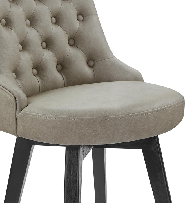 Bar Stools, 360° Swivel Upholstered Bar Stool with Back, 30" H Bar Height Barstools, Set of 2, Faux Leather in Stone Grey