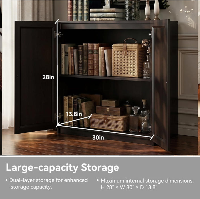 Modern Sideboard Accent 3 in 1 Buffet Storage Cabinet Display Buffet Cabinet Credenza with Adjustable Shelves for Dinging Room Living Room Entryway Coffee Bar,Dark Brown