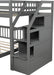 Twin over Full Bunk Bed with Stairs, Solid Wood Bunk Bed with Storage for Kids Teens Adults (Gray)