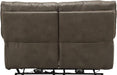 Gray Leather Reclining Loveseat with USB Charging