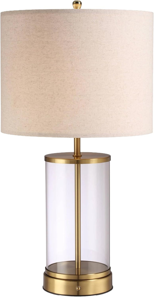 Cordless 24Inch Clear Glass Table Lamp AntiqueBrass