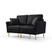 2-Seater Sectional Couches for Living Room with Channel Tufted on Back, Seat Cushions and 2 Throw Pillows, Modular Sectional Sofa, Black