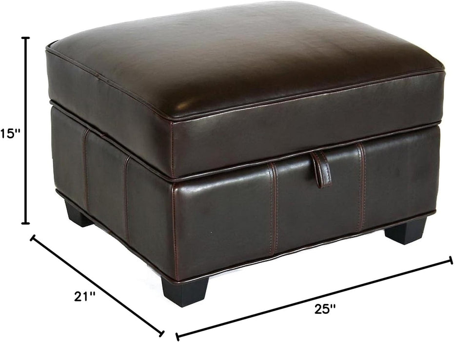 s Dark Brown Benvolio Leather Storage Ottoman