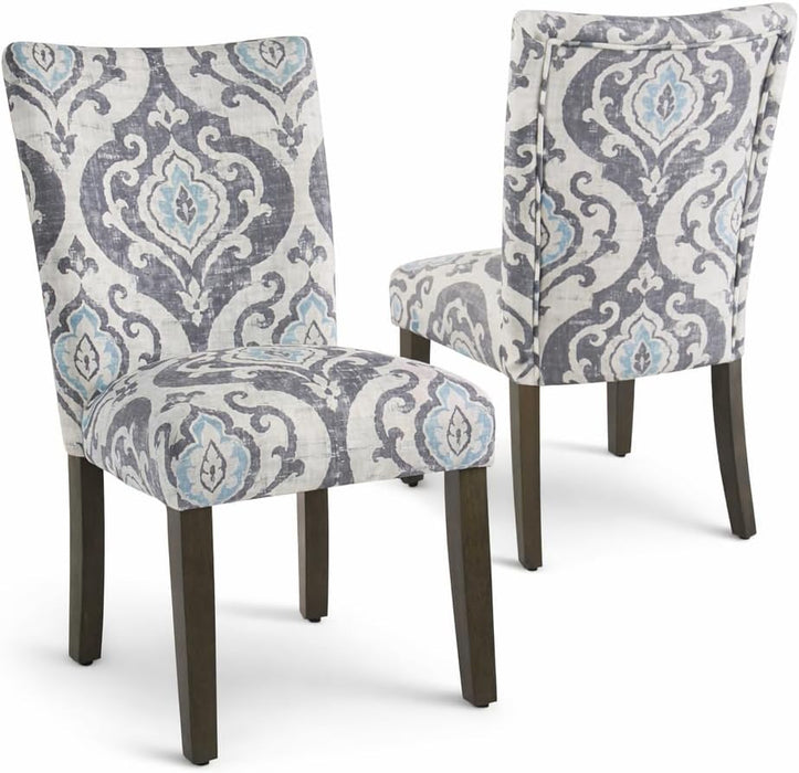 Parsons Classic Upholstered Accent Dining Chair, Set of 2, Suri Blue