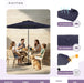 - 10-Year-No-Fade 9 Ft Patio Umbrella with Terylast Fabric, Auto-Tilt Aluminum Frame and 8 Reinforced Ribs for Deck, Pool, Garden & Beach - Navy Blue Canopy, Black Pole