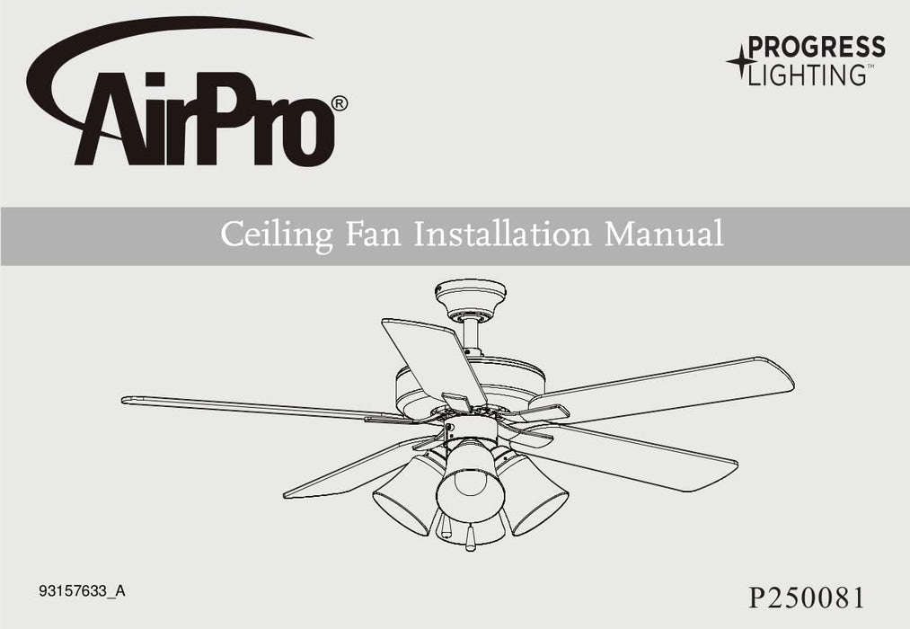 Airpro 52 In. Brushed Nickel 5-Blade AC Motor Transitional Ceiling Fan with Light