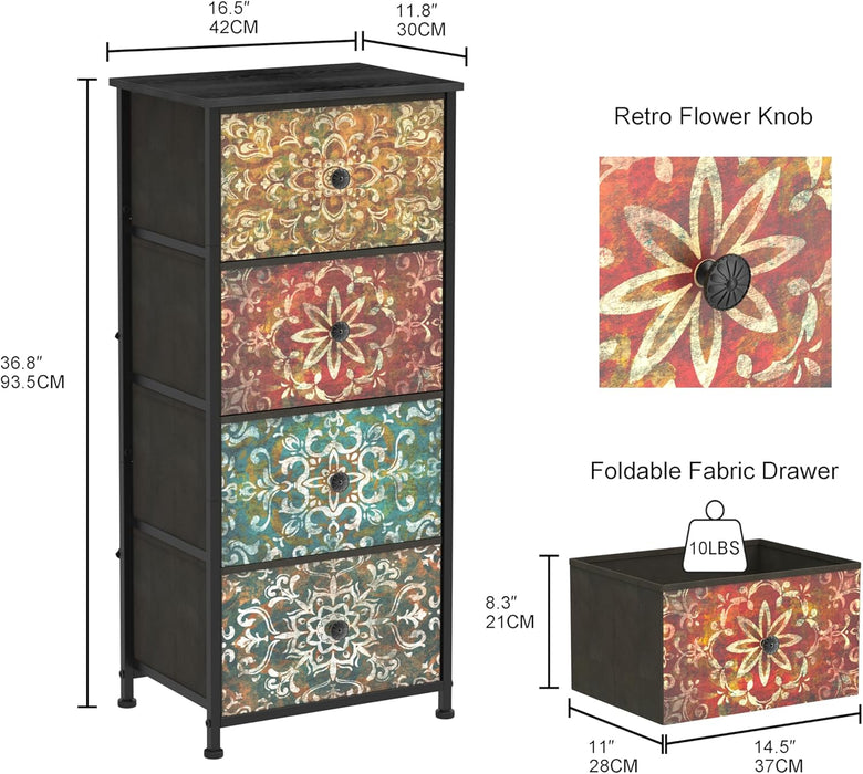 Mandala Fabric Drawers Dresser Narrow Chest Bedroom