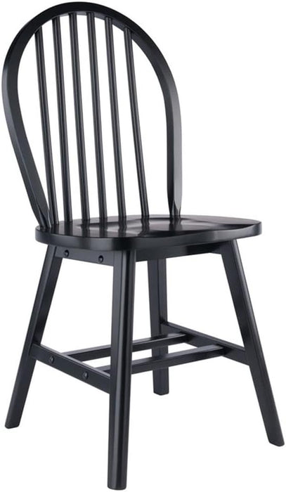 Windsor 2-Piece Chair Set, Solid Wood, Black Finish