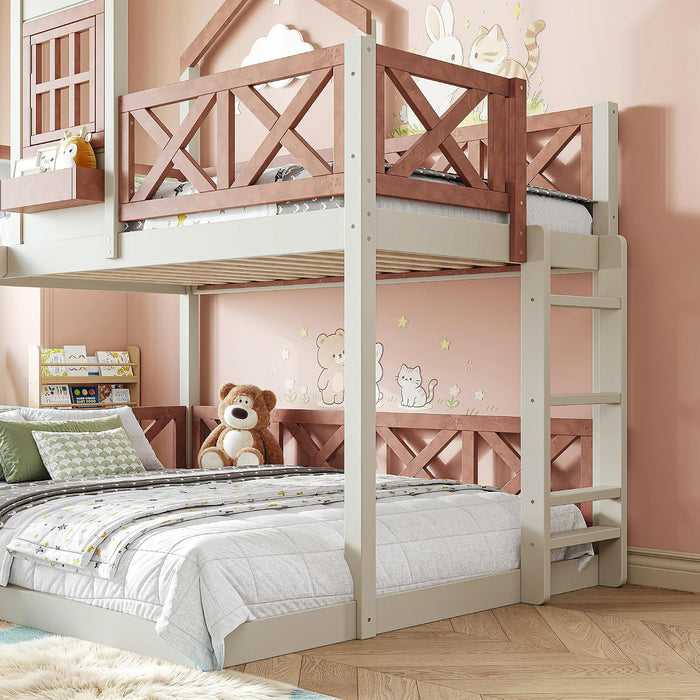 TwinOverFull Bunk Bed Playhouse WithSlide LoftStorage